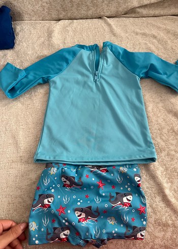 Uzun Kollu Köpekbalığı Desenli Erkek Mayo Takımı - Görsel 3