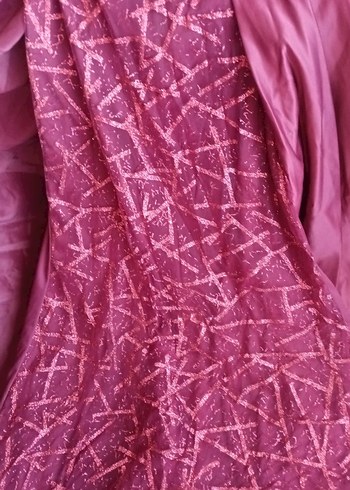 Bordo Parlak Etnik Desenli Tesettür Elbise - Görsel 7