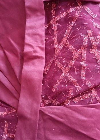 Bordo Parlak Etnik Desenli Tesettür Elbise - Görsel 10