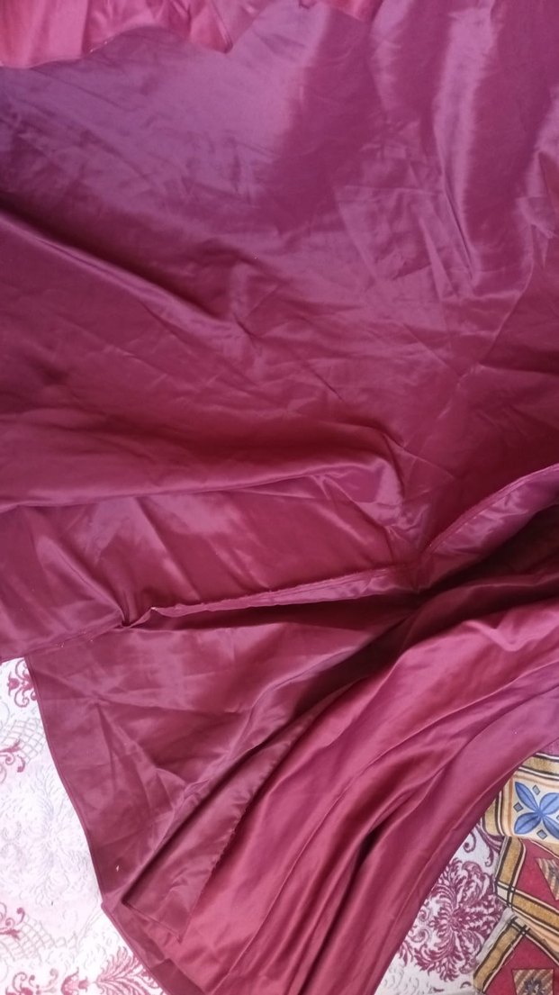 Bordo Parlak Etnik Desenli Tesettür Elbise - Görsel 2