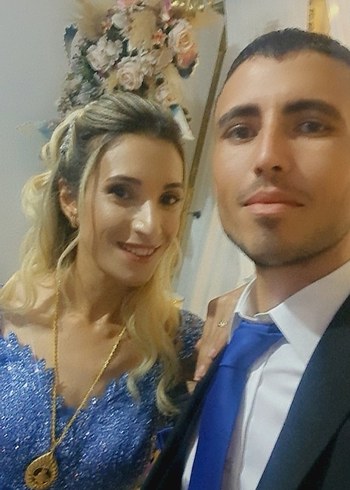 Uzun Kollu Mavi İşlemeli Nişan Elbisesi - Görsel 15