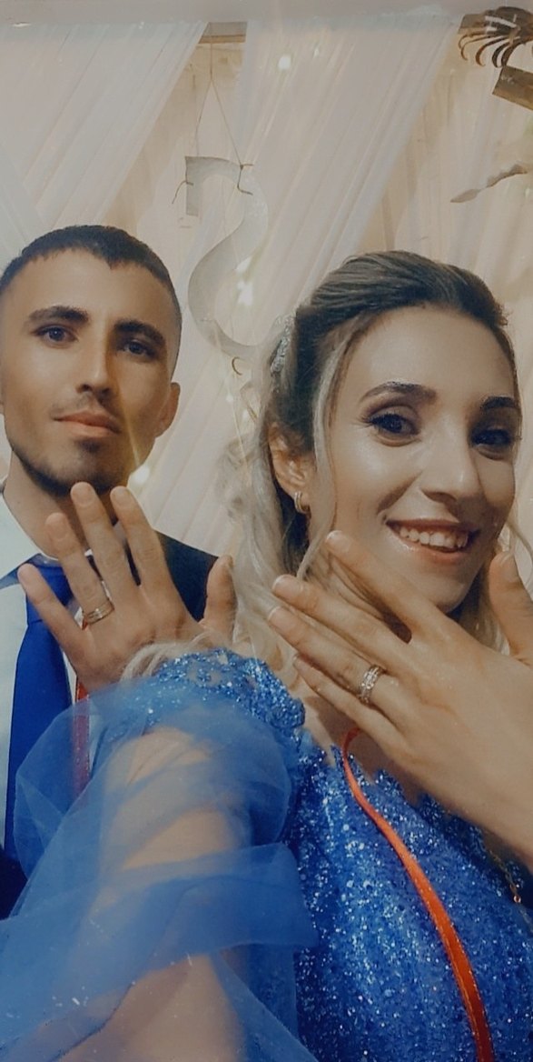 Uzun Kollu Mavi İşlemeli Nişan Elbisesi - Görsel 2