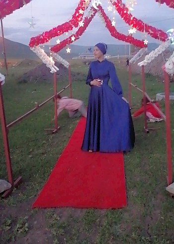 Uzun Lacivert Gotik Kadın Abiye Elbise - Görsel 10