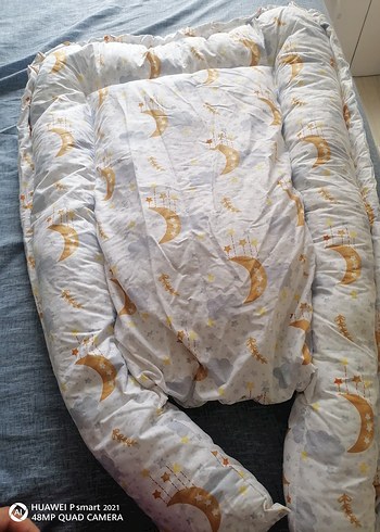 Beyaz Ay ve Yıldız Desenli Bebek Yatağı - Görsel 6