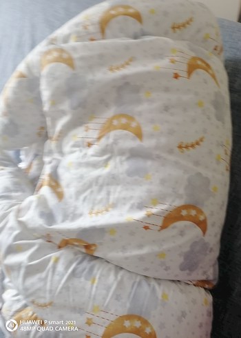 Beyaz Ay ve Yıldız Desenli Bebek Yatağı - Görsel 5