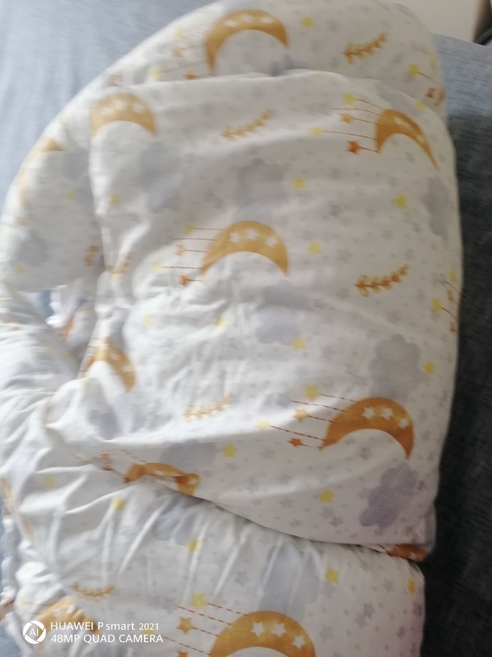 Beyaz Ay ve Yıldız Desenli Bebek Yatağı - Görsel 5