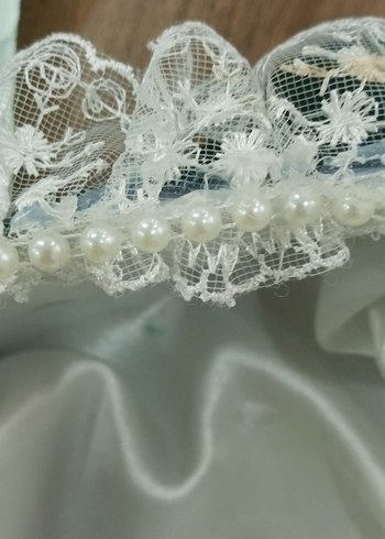 Dantel Detaylı Beyaz Vintage Gelin Aksesuarı - Görsel 4