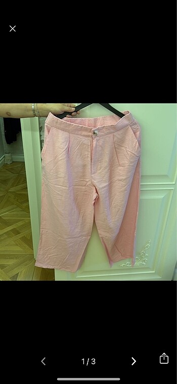 Stradivarius pembe keten pantolon
