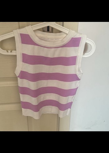 Lila çizgili crop
