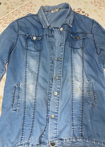 44 Beden Düğmeli Mavi Kadın Denim Ceket