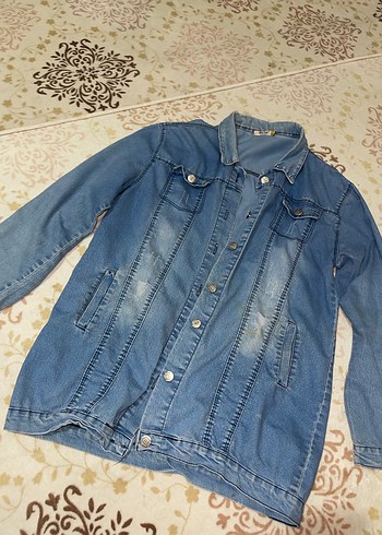 Düğmeli Mavi Kadın Denim Ceket
