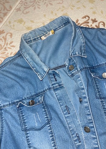 44 Beden mavi Renk Düğmeli Mavi Kadın Denim Ceket