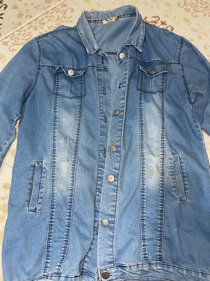 Düğmeli Mavi Kadın Denim Ceket - Görsel 4