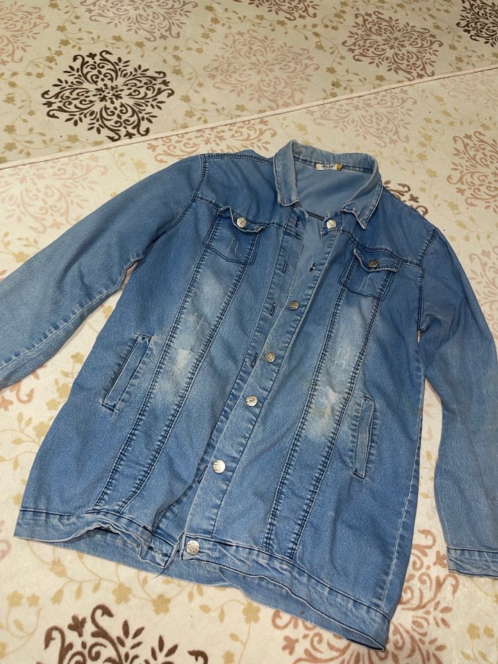 Düğmeli Mavi Kadın Denim Ceket - Görsel 2