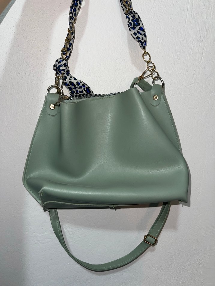 Yeşil Deri Kadın Omuz Çantası - Görsel 2