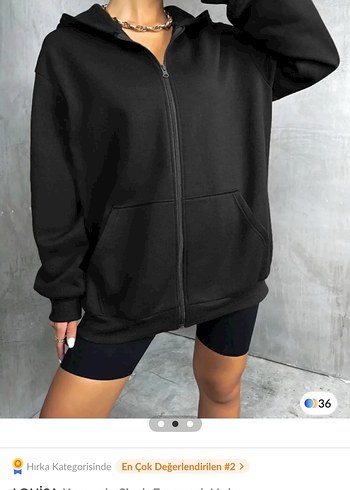 Diğer Siyah Fermuarlı Oversize Mini Ceket