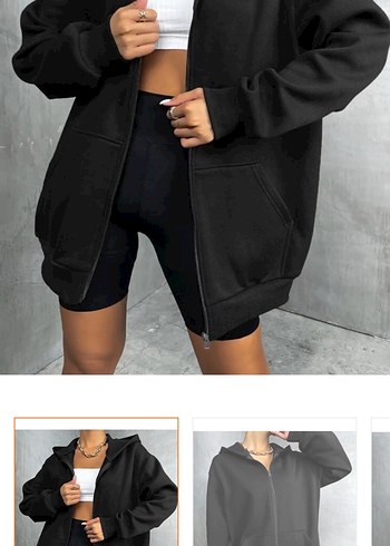 Siyah Fermuarlı Oversize Mini Ceket