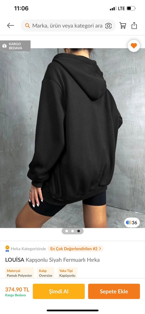 Siyah Fermuarlı Oversize Mini Ceket - Görsel 3