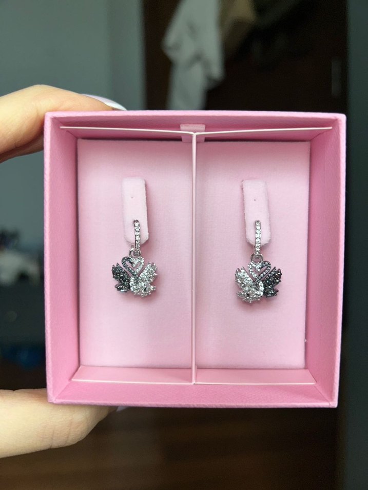 swarovski kuğu küpe - Görsel 2