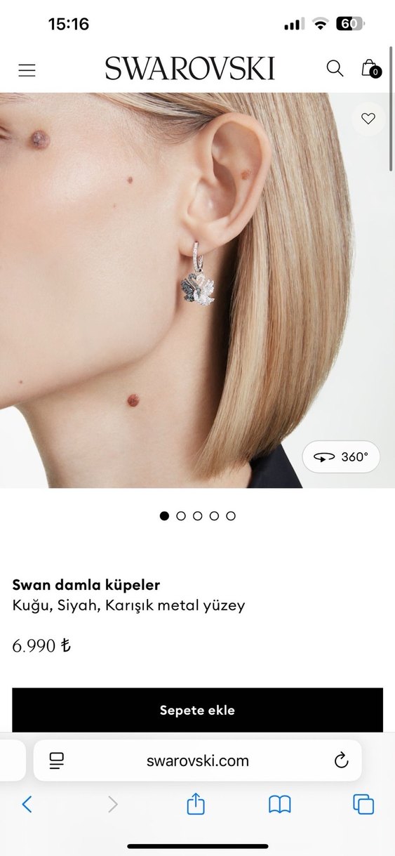 swarovski kuğu küpe - Görsel 5