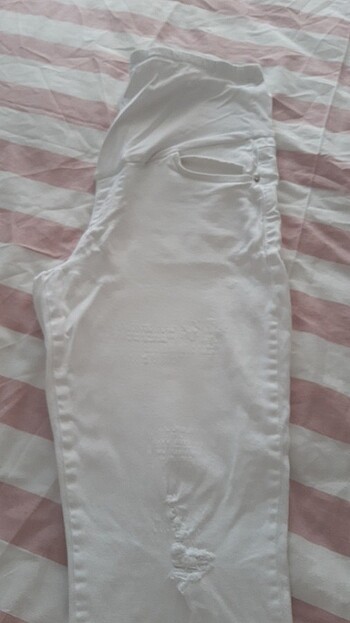 Likrali beyaz hamile pantolonu - Görsel 2