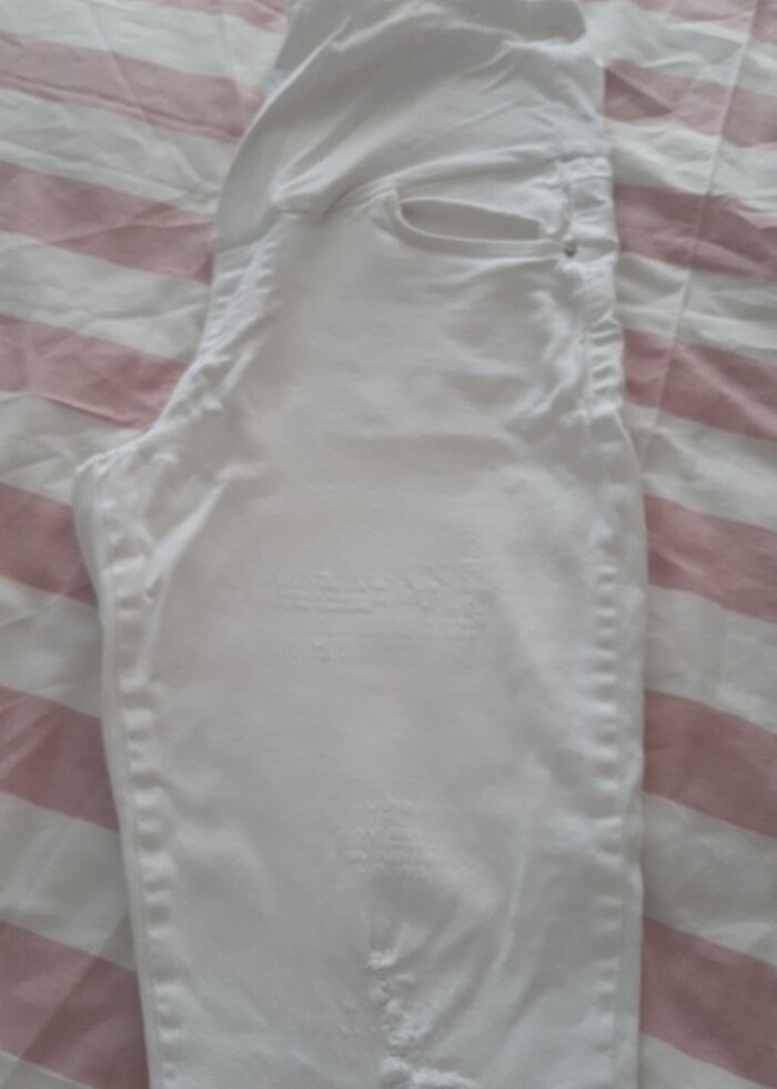 Likrali beyaz hamile pantolonu - Görsel 2