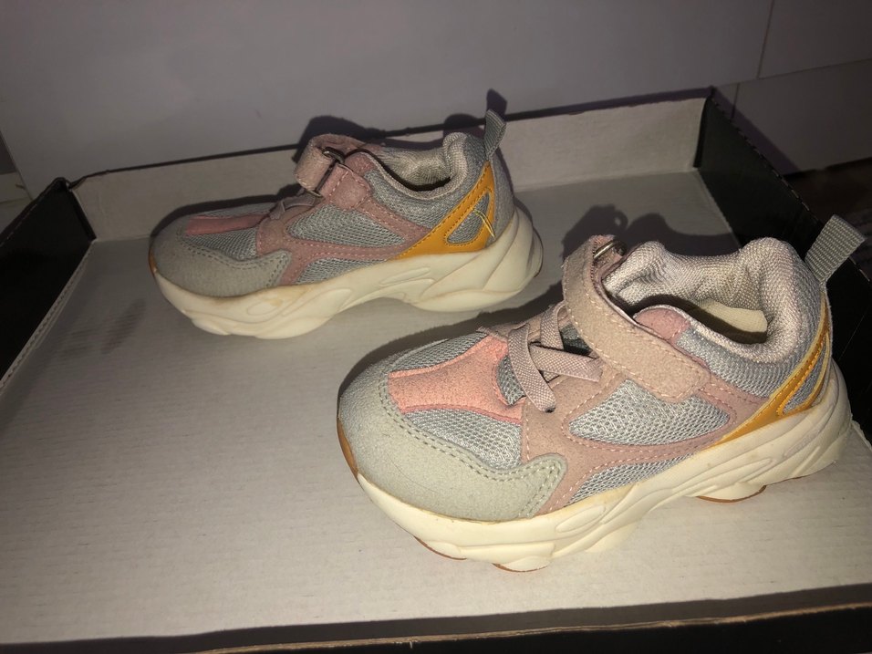 Kız Çocuk pudra Pembe Gri Cırtcırtlı Vicco Spor Ayakkabı - Görsel 2