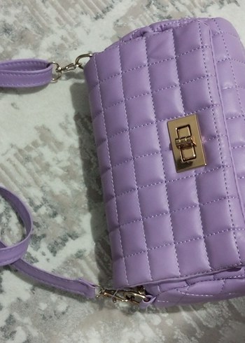 Mor Kareli Tokalı Kadın Çanta - Görsel 5