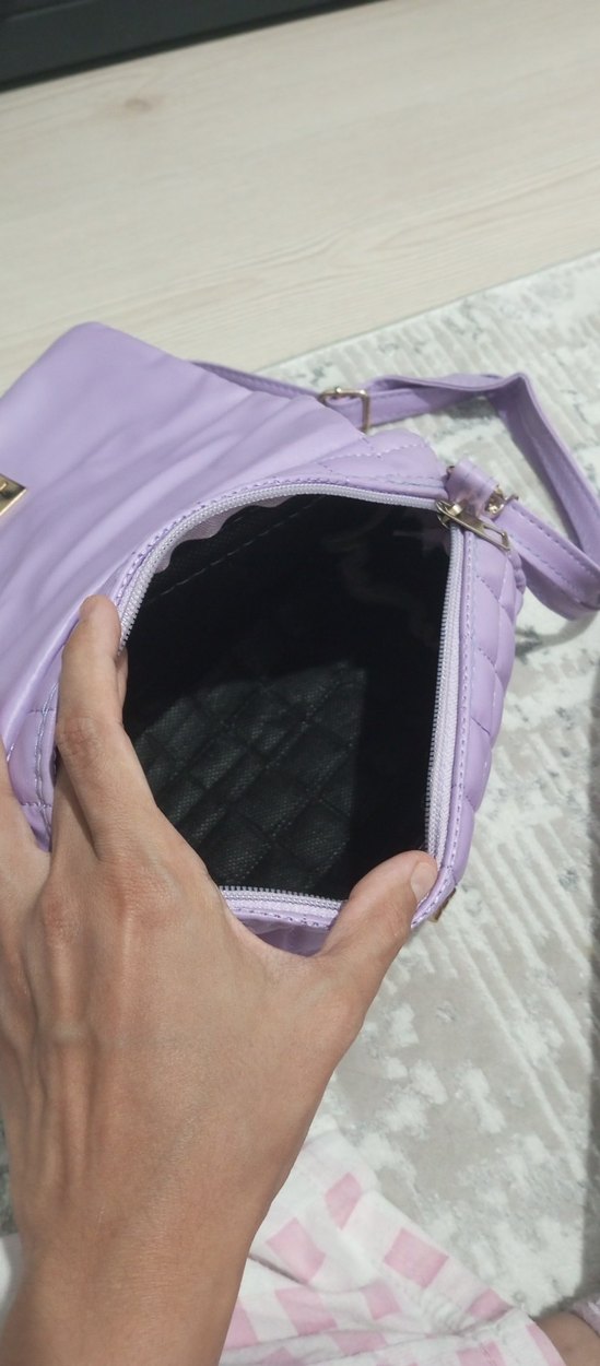Mor Kareli Tokalı Kadın Çanta - Görsel 3