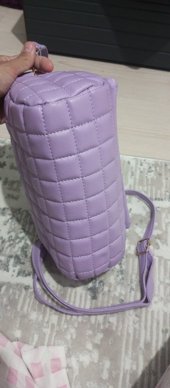 Mor Kareli Tokalı Kadın Çanta - Görsel 4