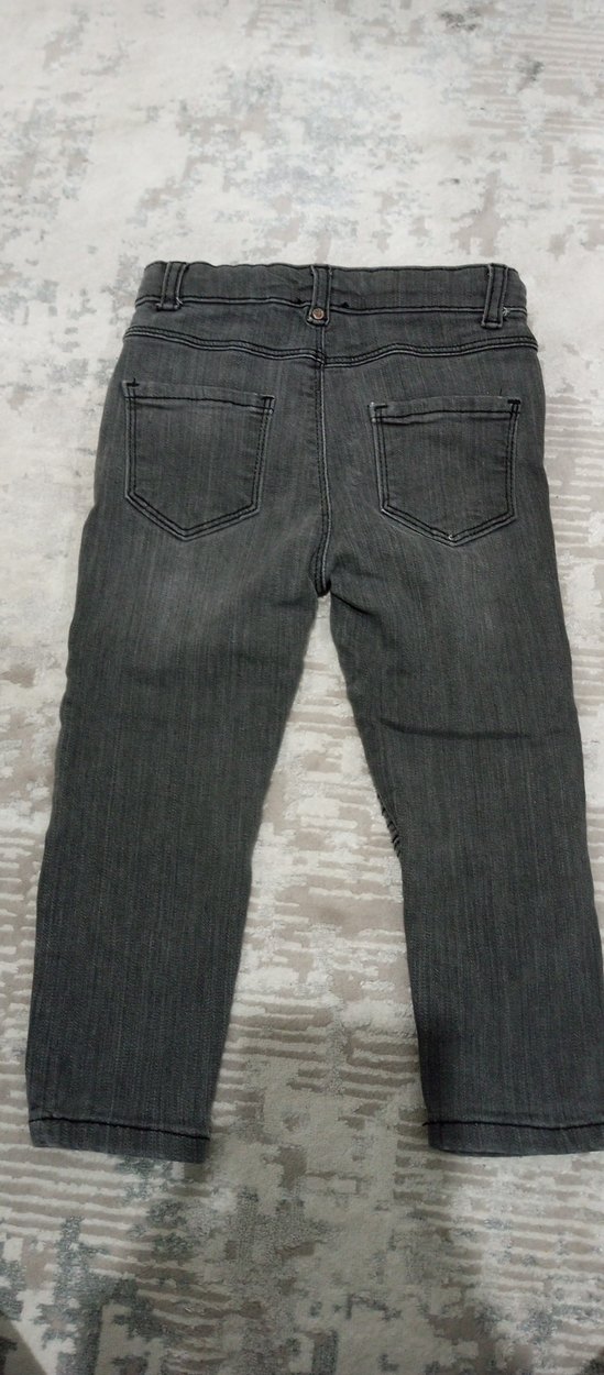 Gri Erkek Çocuk Biker Denim Pantolon - Görsel 2