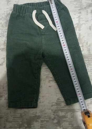 9-12 Ay Beden Erkek Çocuk Regular Fit Yeşil kadife Pantolon