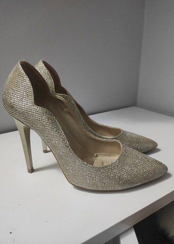 Diger gümüş Simli Stiletto Kadın Abiye Ayakkabı