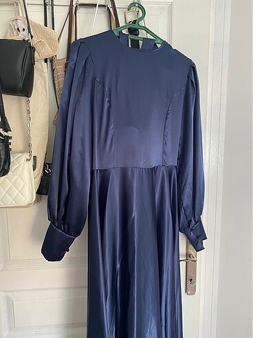 36 Beden lacivert Renk Lacivert Saten Modest Abiye