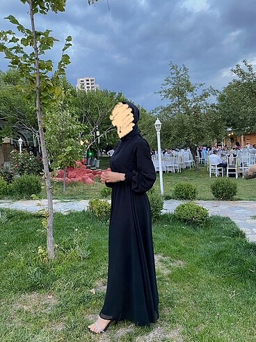 38 Beden siyah Renk Şifon Tesettür Elbise