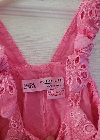 12-18 Ay Beden pembe Renk Kızlar için Dantel İşlemeli Pembe Tulum