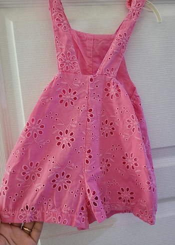 Zara Kızlar için Dantel İşlemeli Pembe Tulum
