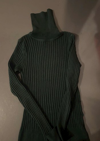 Kadın haki Boğazlı Fitilli Triko Kazak - Görsel 2