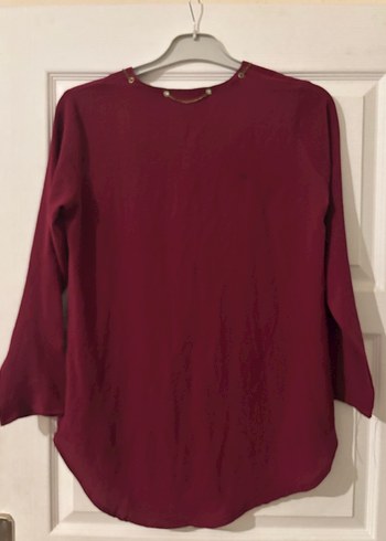 Bordo Zincir Detaylı Bohem Kadın Bluz - Görsel 3