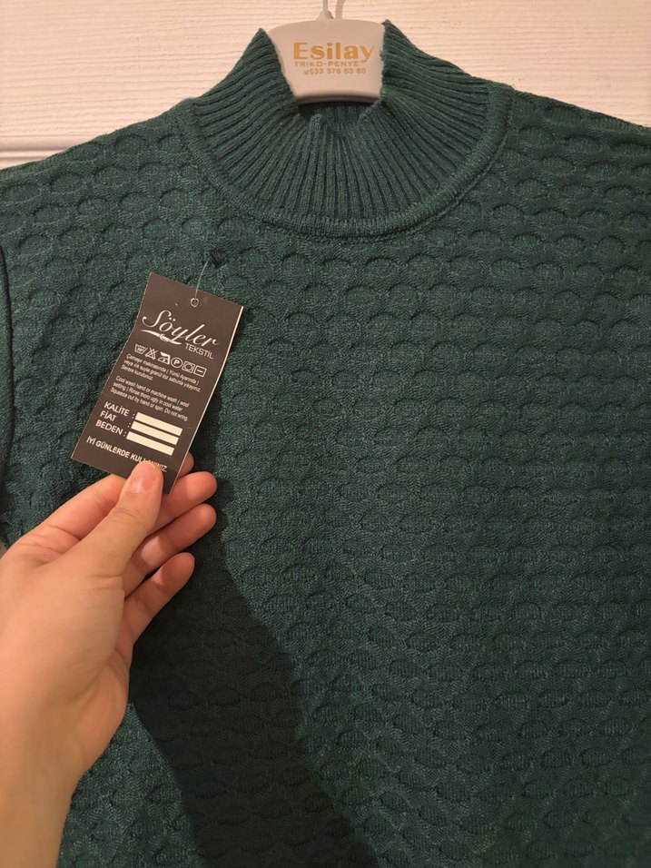 Yeşil Balıkçı Yaka Kadın Triko Kazak - Görsel 2