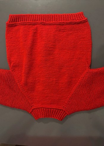 Kız Çocuk Kırmızı Örgü Hırka - Görsel 4