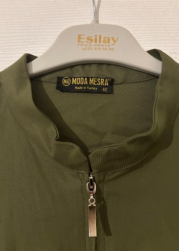 Uzun Kesim Fermuarlı Haki Kabanı - Görsel 2