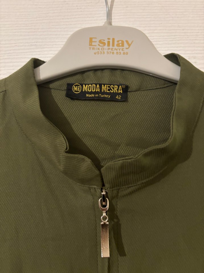 Uzun Kesim Fermuarlı Haki Kabanı - Görsel 2