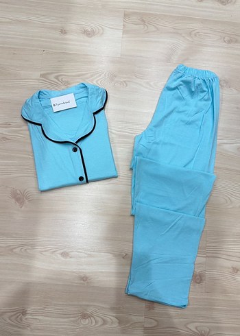 Mavi Uzun Kollu Kadın Pijama Takımı