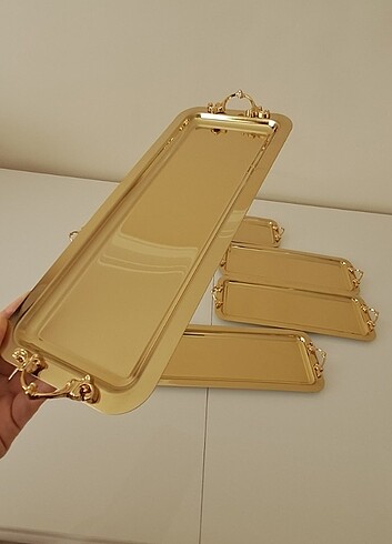 Gold kulplu gold baton tepsi