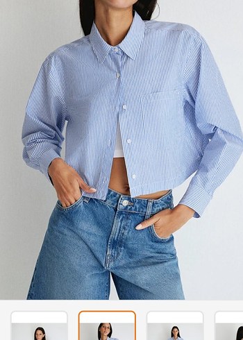 Düğmeli Mavi Denim Gömlek
