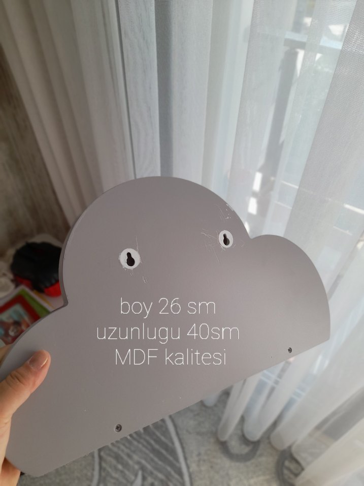 Bulut Şeklinde Gri Çocuk Rafı - Görsel 4