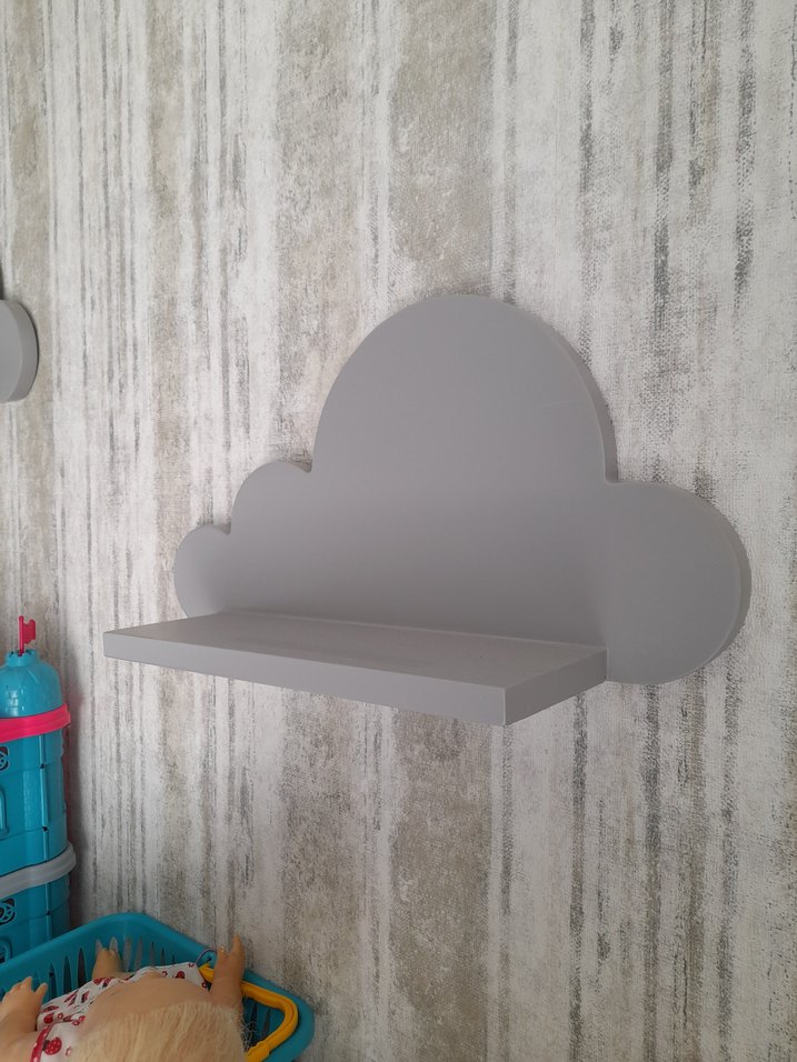 Bulut Şeklinde Gri Çocuk Rafı - Görsel 3