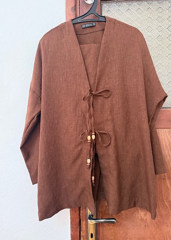 Zara Etnik Desenli Kadın Camel Takım