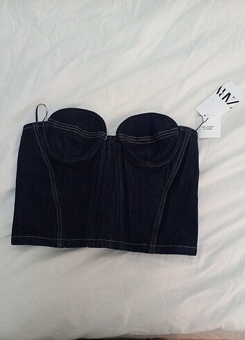 Zara denim straplez büstiyer